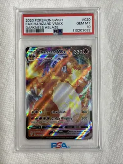 2020 Pokemon Darkness Ablaze Charizard VMax F/A 020/189 PSA 10 Free Shipping - Image 1