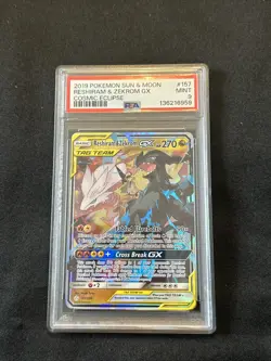 2019 Pokemon Sun and Moon Cosmic Eclipse Reshiram/Zekrom Gx Ultra Rare PSA 9 - Image 1