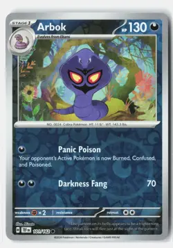 Arbok 101/162 Common Temporal Forces Pokemon Reverse Holo Near Mint Minato - Image 1
