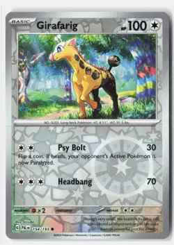 Girafarig 154/193 Common Paldea Evolved Pokemon Reverse Holo Near Mint kirisAki - Image 1