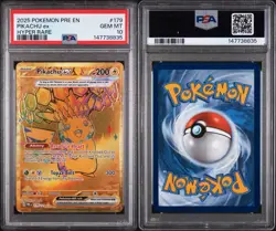 2025 POKEMON PRE EN-PRISMATIC EVOLUTIONS HYPER RARE #179 PIKACHU EX PSA 10 - Image 3