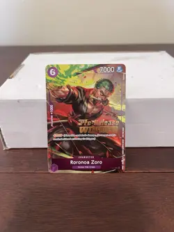 One Piece English Roronoa Zoro Foil Winner Card P-045 - OP06 Pre-Release - Image 1