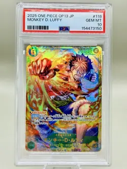 2025 ONE PIECE JAPANESE OP13-CARRYING ON HIS WILL #118 MONKEY D. LUFFY PSA 10 - Image 1