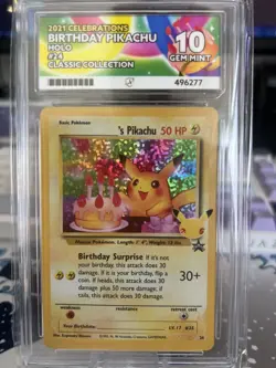 Pokemon TCG Birthday Pikachu 24 Ace 10 Gem Mint Celebrations Classic Collection - Image 1