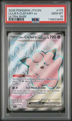 2025 POKEMON JTG EN-JOURNEY TOGETHER #173 LILLIE'S CLEFAIRY ex ULTRA RARE PSA10 - Image 1