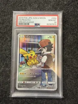 2019 Pokemon Pikachu Ash Japan Sun & Moon Dream League PSA 10 #054 - Image 1