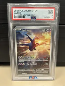 2024 POKEMON SSP EN-SURGING SPARKS ILLUSTRATION RARE #203 LATIOS PSA 9 - Image 1