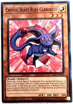 YuGiOh! - Crystal Beast Ruby Carbuncle - LDS1-EN092 - 1st Edition - Common - Image 1