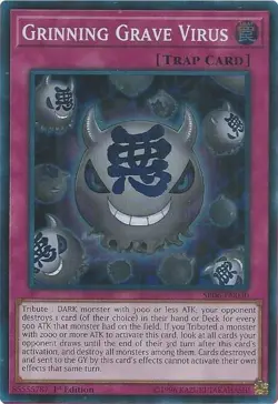 SR06-EN030 Grinning Grave Virus Super Rare 1st Edition Near Mint YuGiOh TCG - Image 1
