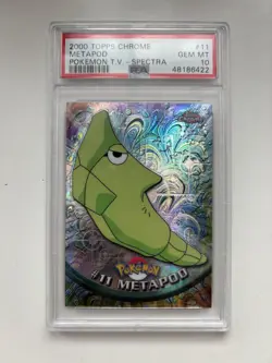 Pokemon Metapod Topps Chrome PSA 10 GEM MINT Spectra 2000 TV Series #11 - Image 1