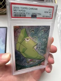 Pokemon Metapod Topps Chrome PSA 10 GEM MINT Spectra 2000 TV Series #11 - Image 3