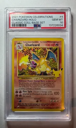 PSA 10 2021 Pokemon Celebrations 25th Anniversary Holo Charizard #4/102 - Image 1