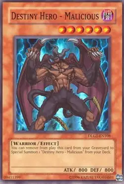 Yugioh! MP Destiny Hero - Malicious - DLG1-EN108 - Super Rare - Unlimited Editio - Image 1