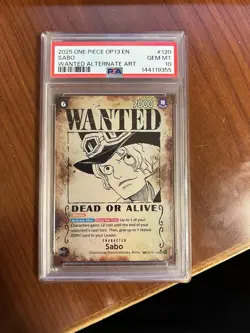 2025 ONE PIECE OP13-CARRYING ON HIS WILL WANTED ALTERNATE ART #120 SABO PSA 10 - Image 1