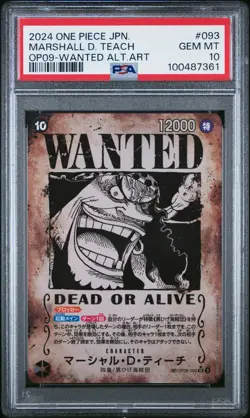 2024 ONE PIECE JPN EMPERORS IN THE NEW WORLD WANTED AA MARSHALL D. TEACH PSA 10 - Image 1