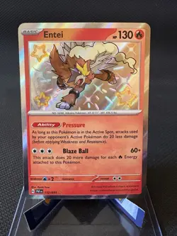 Pokemon Entei Holo Shiny Rare TCG Card Paldean Fates 112/091 - Image 1