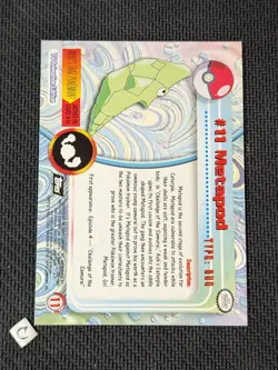 Metapod #11 - 1999 Topps Pokemon Card Holo Foil Black Logo NM - Image 2