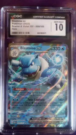 CGC 10 Pokemon TCG Scarlet Violet 151 Blastoise EX 009/165 Holo Rare Card 2023 - Image 1