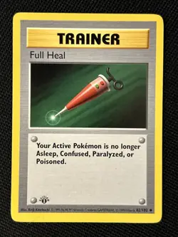 Pokemon Full Heal 82/102 (1st Edition) Shadowless *Near Mint* Never Played Card - Image 1