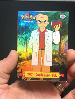 Topps Pokemon 1st print blue logo rainbow foil TV7 Professor Oak puzzle card - Image 1