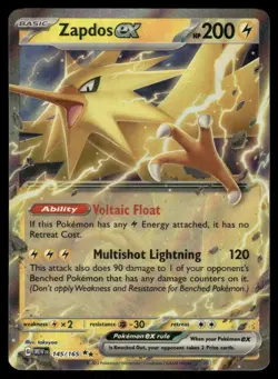 Pokemon Cards Zapdos ex 145/165 151 Double Rare NM - Image 1