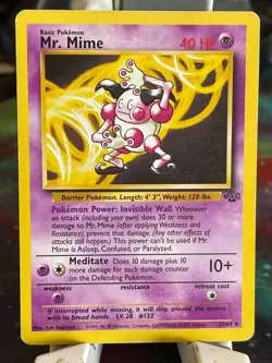 POKEMON MR. MIME 22/64 RARE JUNGLE SET MP CARD - Image 1