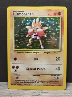 Hitmonchan Base Set Holo Rare Pokemon TCG Card 7/102 English 1999 Holographic - Image 1