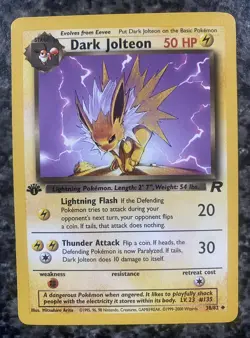 Pokemon Dark Jolteon 1st Edition TCG Team Rocket Card 38/82 NM - Image 1