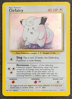 Clefairy 5/102 Base Set Holo Holo Rare WOTC Pokemon Card - LP - Image 1