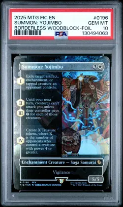 2025 MTG FINAL FANTASY COMMANDER #0196 SUMMON: YOJIMBO PSA 10 - Image 1
