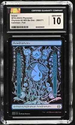 ISLAND *Phyrexian* Phyrexia One Foil CGC 10 MTG [Nostalgium] - Image 1