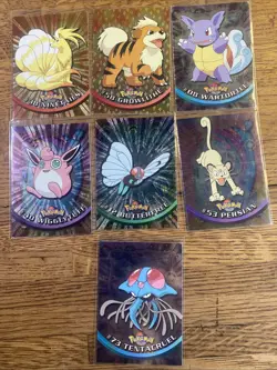 Vintage Topps Pokemon Lot Foil Blue, Black Logo - Image 1