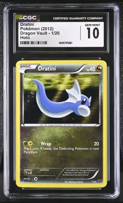 CGC 10 GEM MINT Dratini 1/20 Dragon Vault Holo 2012 Pokemon TCG Card #1 - Image 1