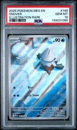 2025 POKEMON MEG EN-MEGA EVOLUTION ILLUSTRATION RARE #140 SNOVER PSA 10 - Image 1