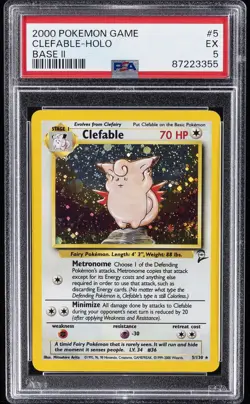 2000 POKEMON GAME BASE II #5 CLEFABLE-HOLO PSA 5 - Image 1