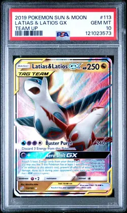 Latias & Latios GX SM - Team Up #113 (2019) Ultra Rare Holo PSA 10 Pokemon - Image 1