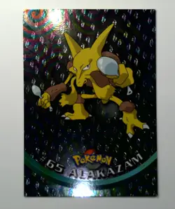 1999 Topps Pokemon TV Animation Alakazam #65 Black Logo Foil - Image 2