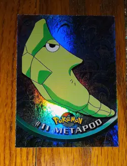 Pokemon TV Animation #11 Metapod Holo Foil 2000 Topps Blue Logo 1st Edition - Image 1
