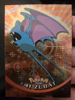 Topps Pokemon 41 Zubat Textured Foil Black Logo TV Animation Holo Rare MP - Image 1