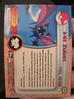 Topps Pokemon 41 Zubat Textured Foil Black Logo TV Animation Holo Rare MP - Image 2