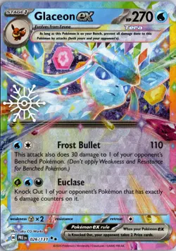 Glaceon ex (Holiday Calendar) 026/131 Holo Prismatic Evolutions Pokemon NM - Image 1