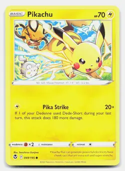 Pikachu 049/195 Common Silver Tempest Pokemon Near Mint - Image 1