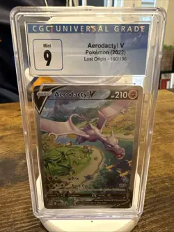 Pokemon TCG Aerodactyl v Alt Art Holo Ultra Rare Card CGC 9, Lost Origin 180/196 - Image 1