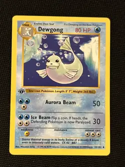 Pokemon Dewgong 25/102 (1st Edition) Base Set (Shadowless) - Image 1