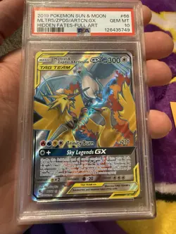 Pokemon Moltres & Zapdos & Articuno GX 66 - Hidden Fates - PSA 10 - Read Desc - Image 1