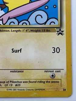 Surfing Pikachu #28 Black Star Promo Rare Vintage Pokemon Card - LP - Image 5
