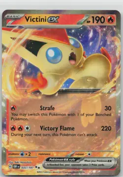 NM Victini ex 033/197 Double Rare Obsidian Flames Pokemon - Image 1