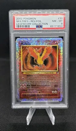 2002 POKEMON LEGENDARY COLLECTION 30/110 MOLTRES REVERSE FOIL PSA 8 - Image 1