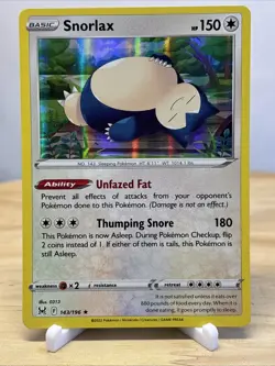 Snorlax 143/196 Holo Rare Lost Origin Pokemon Holo Near Mint - Image 1