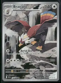 2025 Pokemon BRAVIARY 155/086 FULL ART - SV: Black Bolt - ILLUSTRATION RARE NM - Image 1